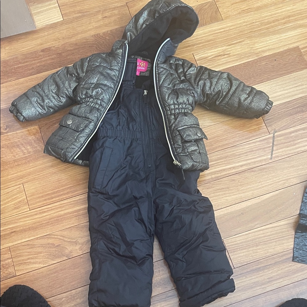 Pink Platinum Metallic Puffer Jacket with Black Lining